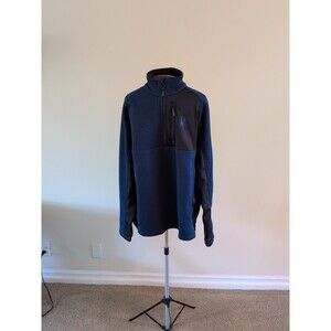 Mens Spyder 1/4 Zip Jacket Pocket Blue Black Fleece Lined Logo Waffle Nwot